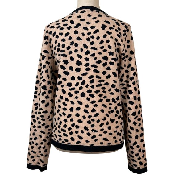 Halston Cheetah Animal Print Black Brown Long Sleeve Crewneck Sweater Size L - Picture 3 of 7